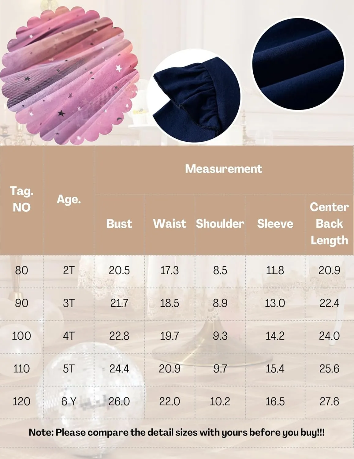 Arshiner Toddler Girls Tutu Dresses Long Sleeve Ruffle Fall Star Sequin Tulle Dress