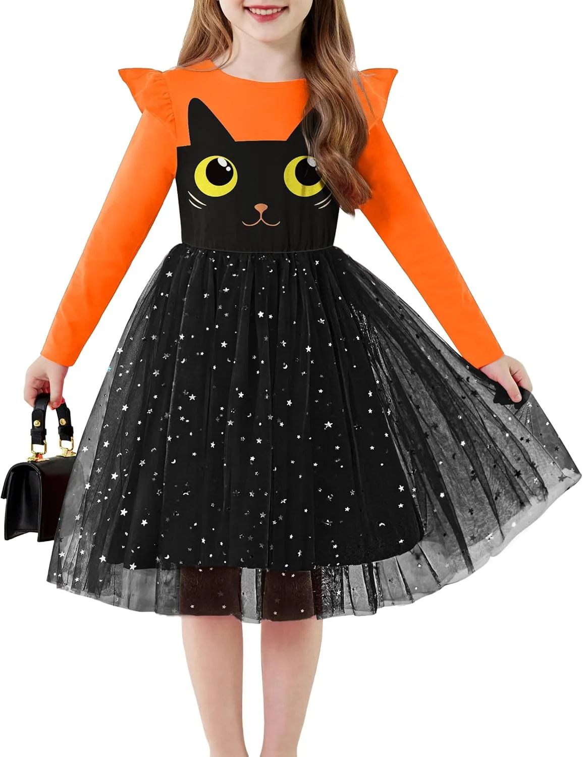 Arshiner Toddler Girls Tutu Dresses Long Sleeve Ruffle Fall Star Sequin Tulle Dress