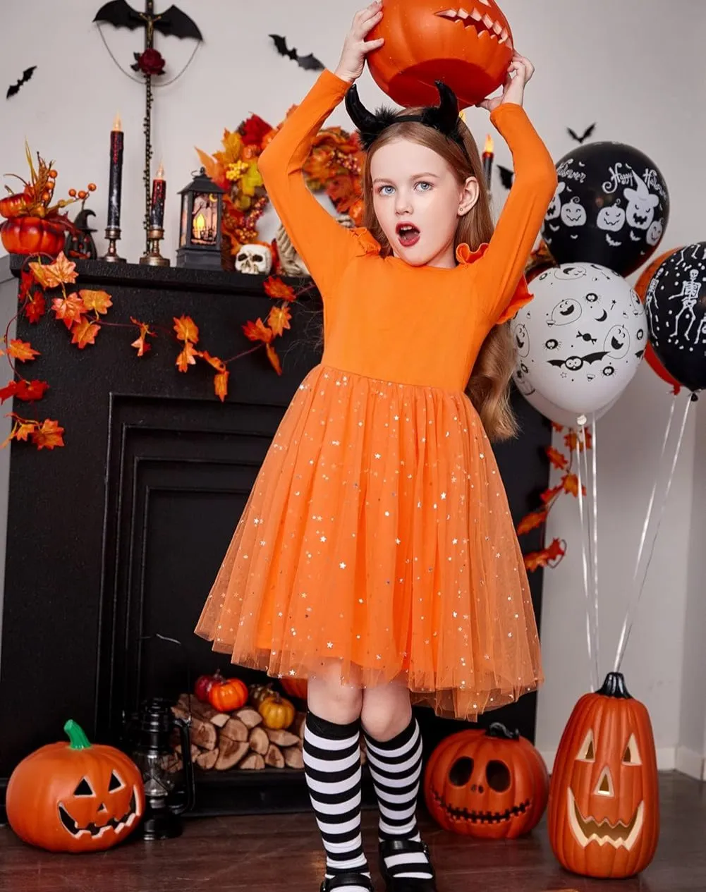 Arshiner Toddler Girls Tutu Dresses Long Sleeve Ruffle Fall Star Sequin Tulle Dress