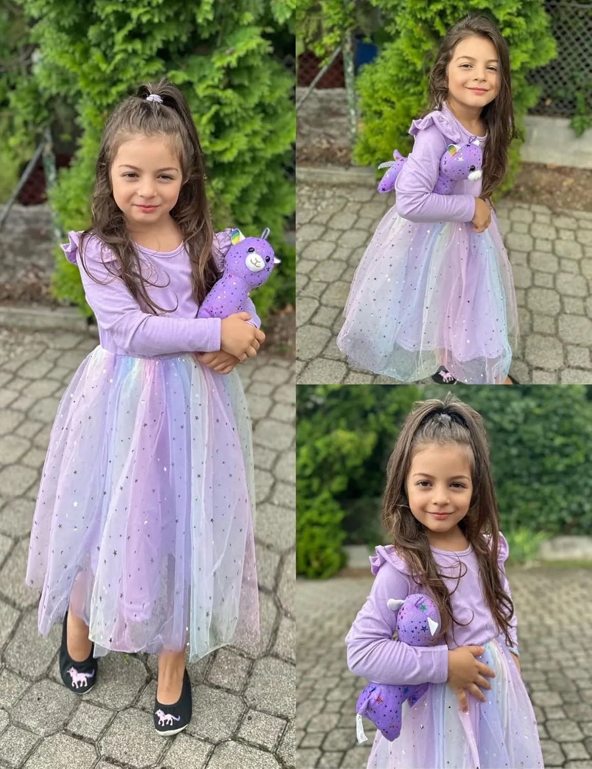 Arshiner Toddler Girls Tutu Dresses Long Sleeve Ruffle Fall Star Sequin Tulle Dress