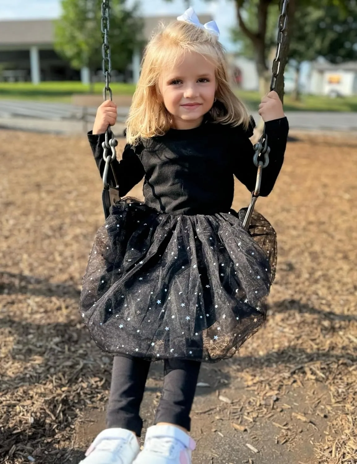 Arshiner Toddler Girls Tutu Dresses Long Sleeve Ruffle Fall Star Sequin Tulle Dress
