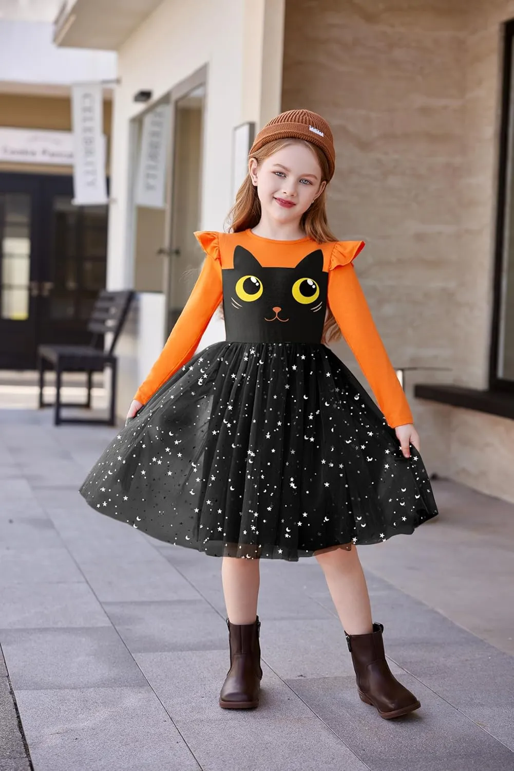 Arshiner Toddler Girls Tutu Dresses Long Sleeve Ruffle Fall Star Sequin Tulle Dress