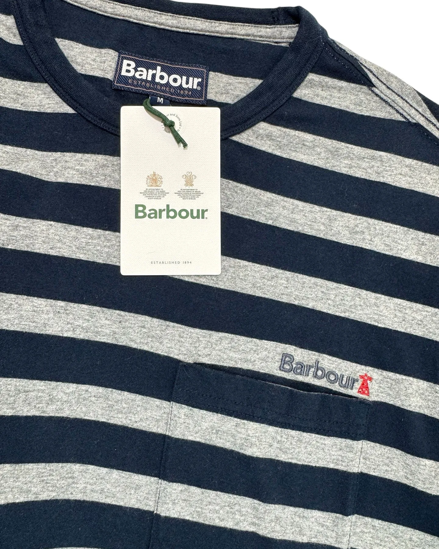 Barbour Long Sleeve Shirt Gray Black Stripes M SALE