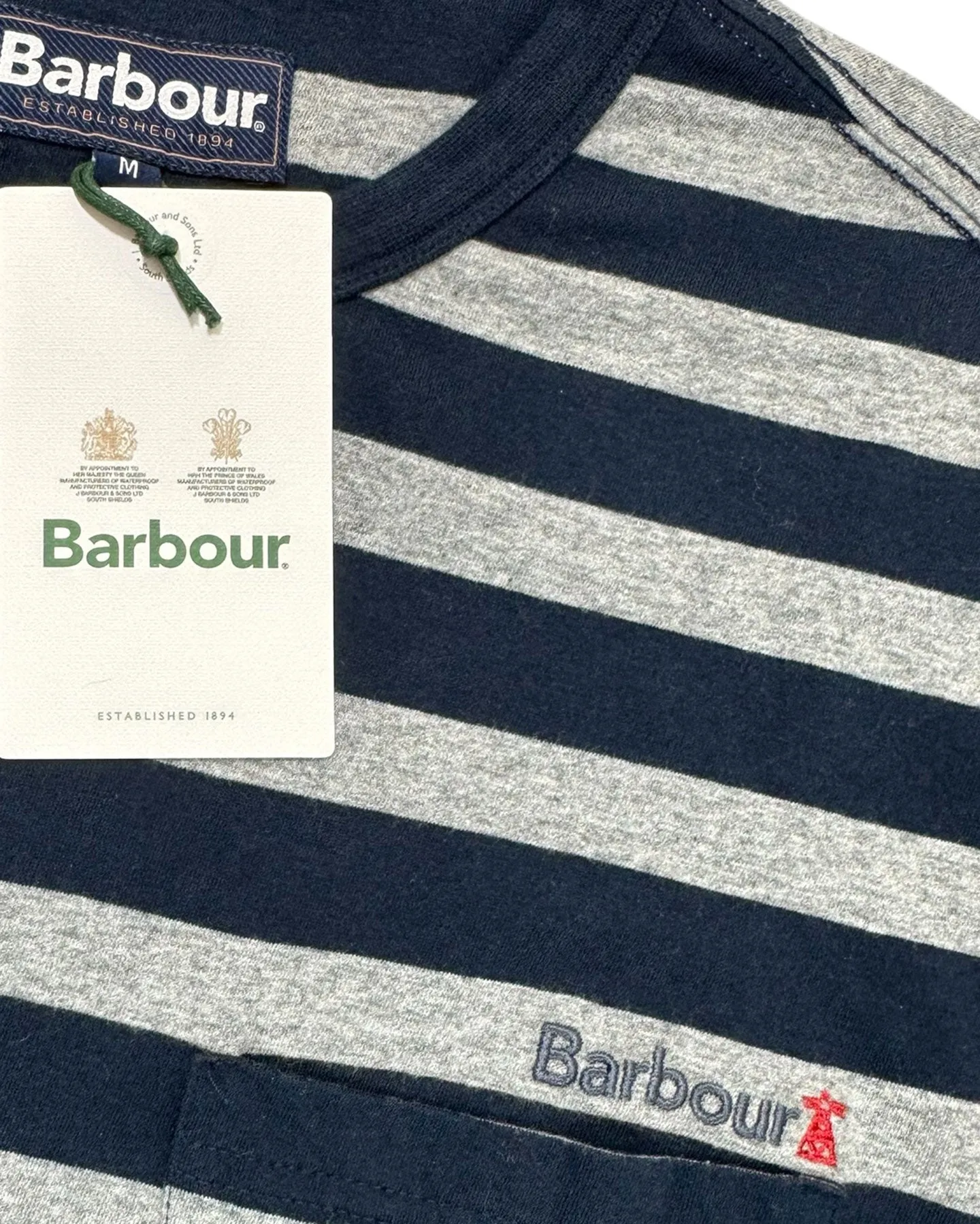 Barbour Long Sleeve Shirt Gray Black Stripes M SALE