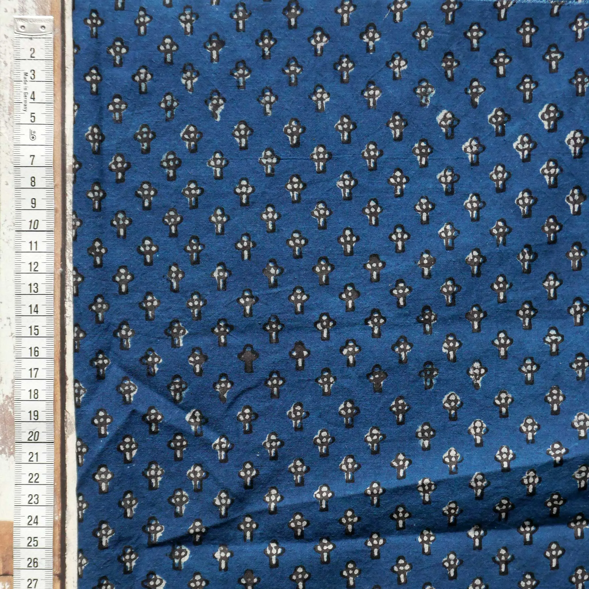 Block Print Bagru Cross Blue