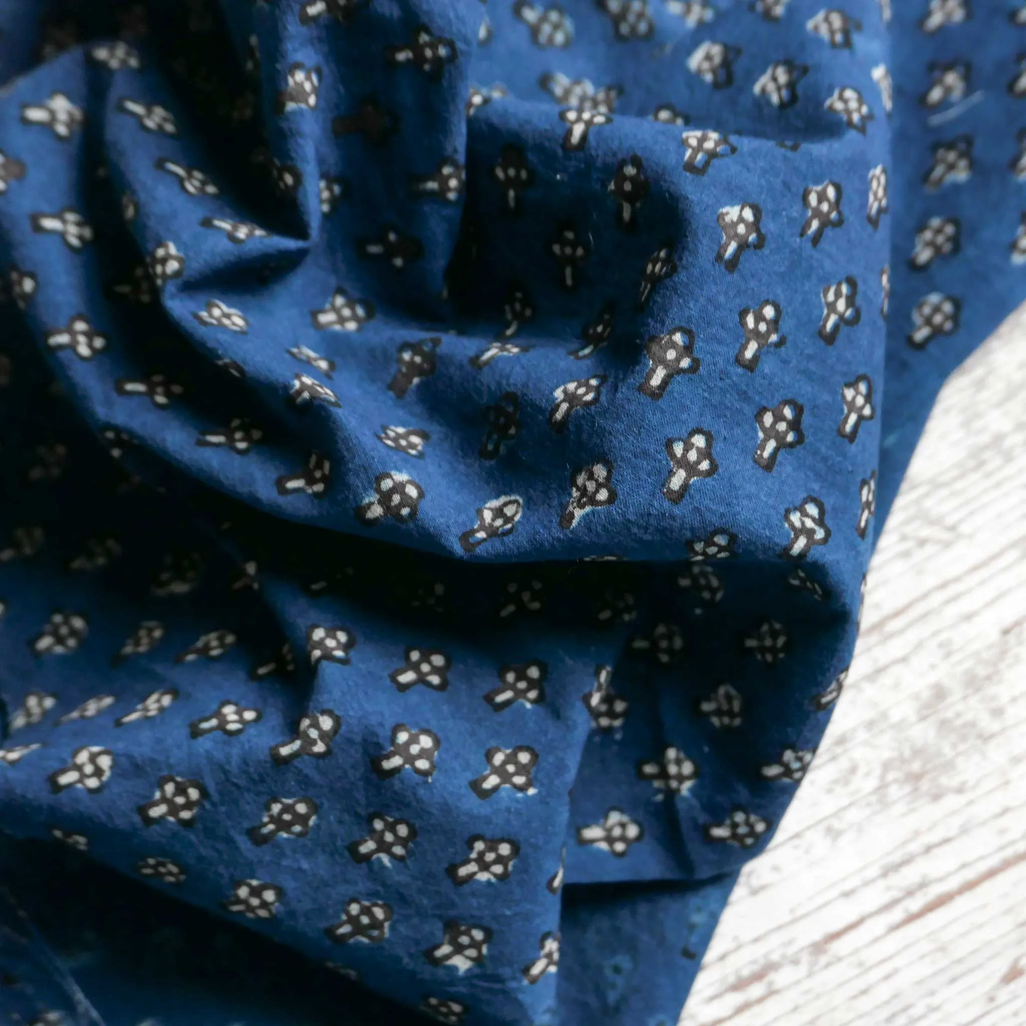 Block Print Bagru Cross Blue