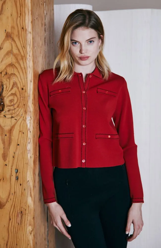 Collared Jacket Topstitch Detail