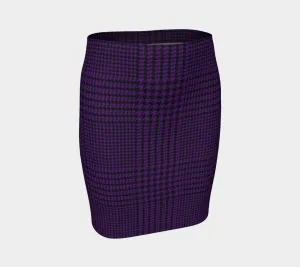 Deep Purple Houndstooth Fitted Skirt