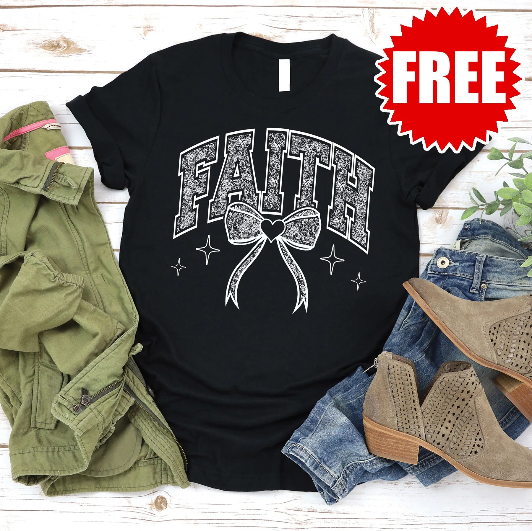 Faith Lace Tee - Black