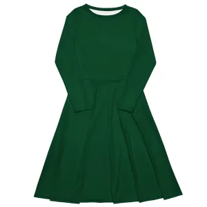 GG - Women's long sleeve midi dress - Forest Green