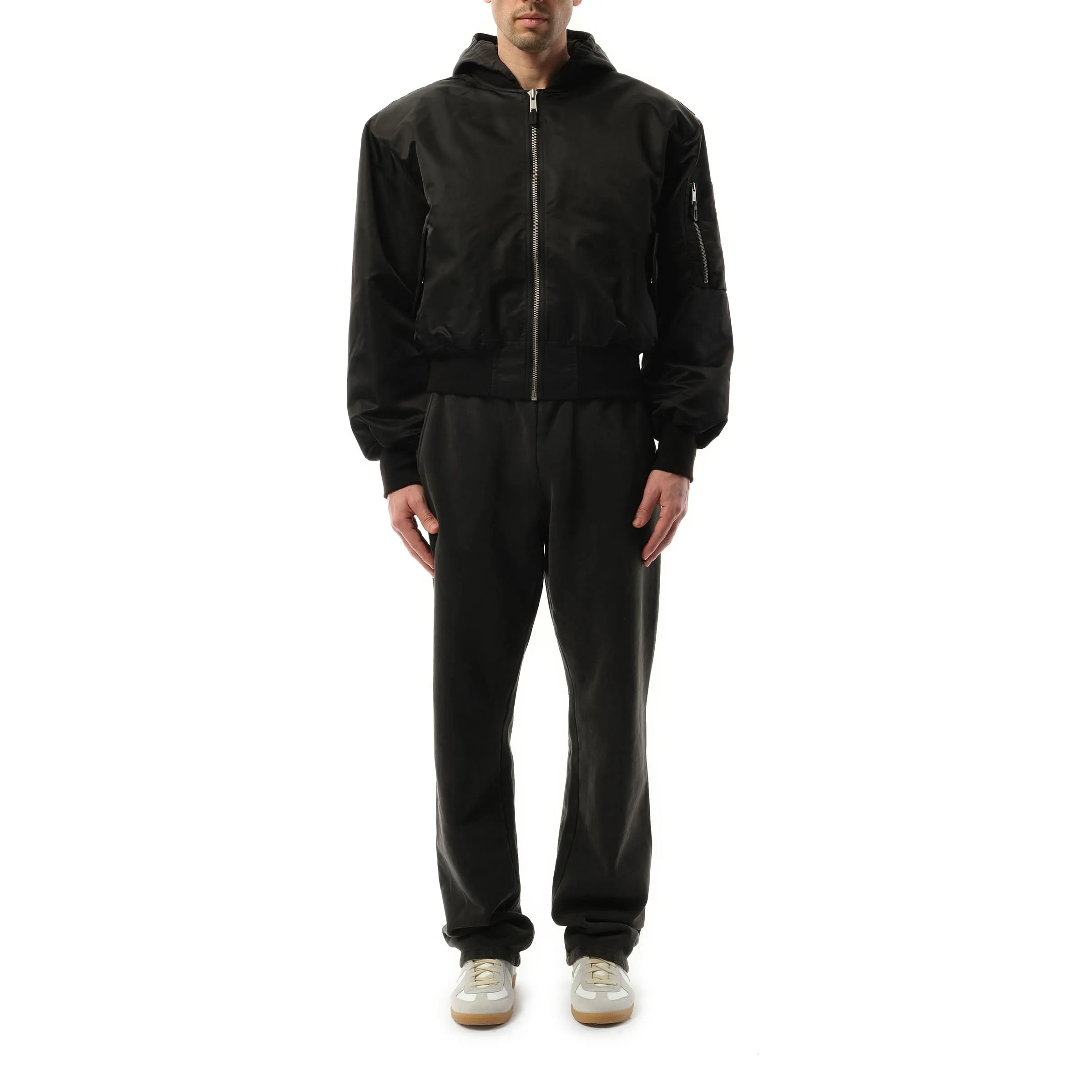 Hooded Broad Bomber Jacket in Oil