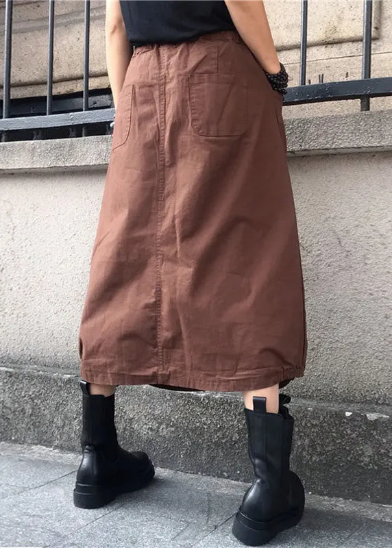 Loose Black Drawstring Patchwork Elastic Waist Lantern Skirts FA212