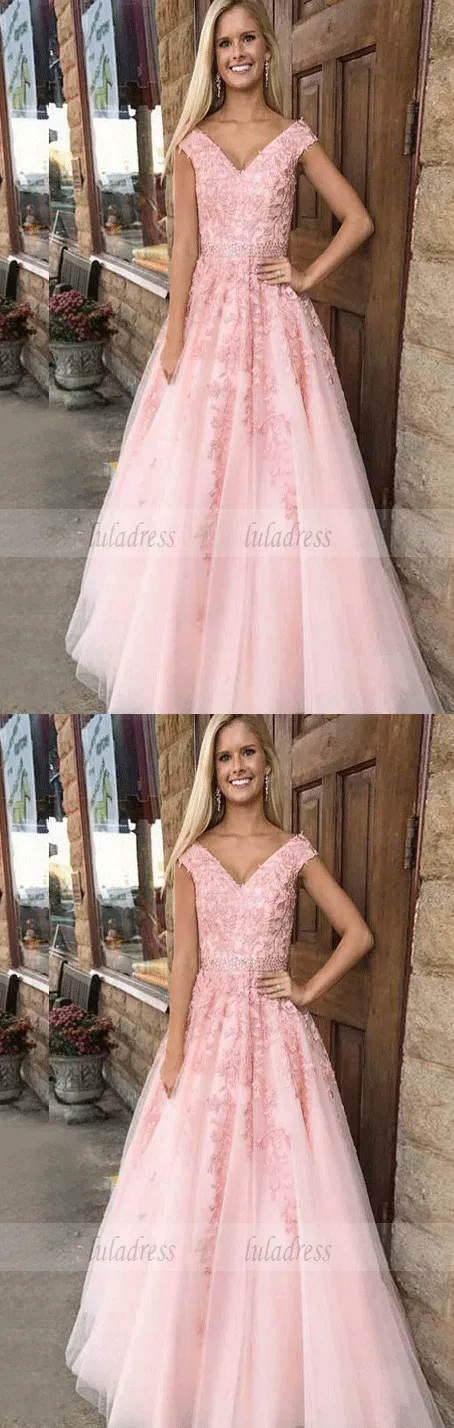Off-the-Shoulder Appliques Evening Dresses,Prom Dresses