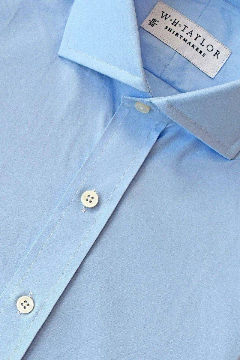 Plain Sky Blue Poplin Men's Bespoke Shirt