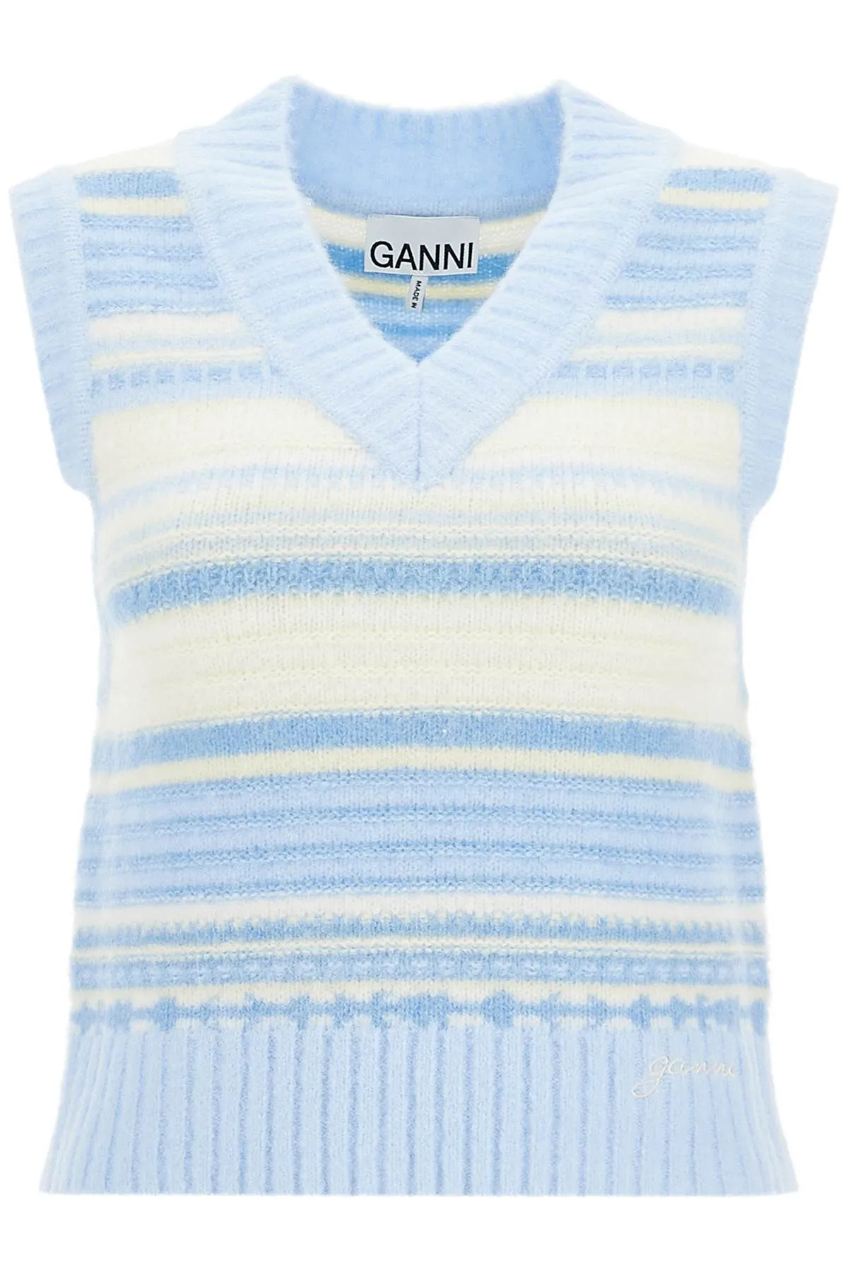 "soft striped knit vest with a comfortable
