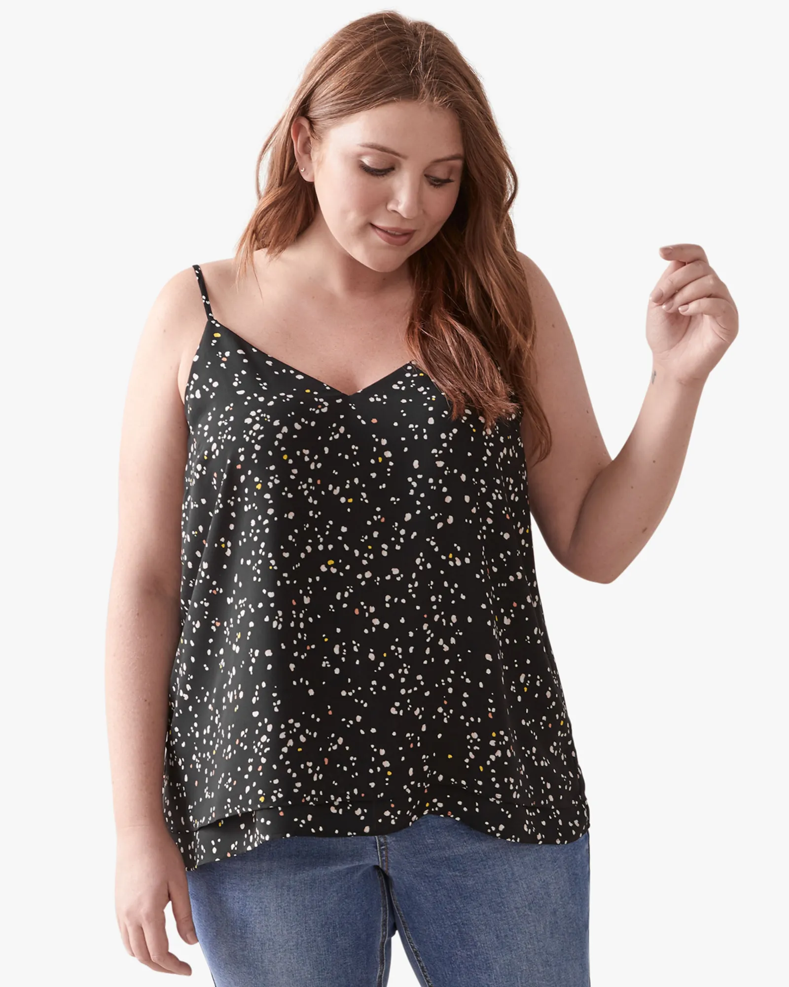 Shannon V-Neck Cami | Black / Forest Green