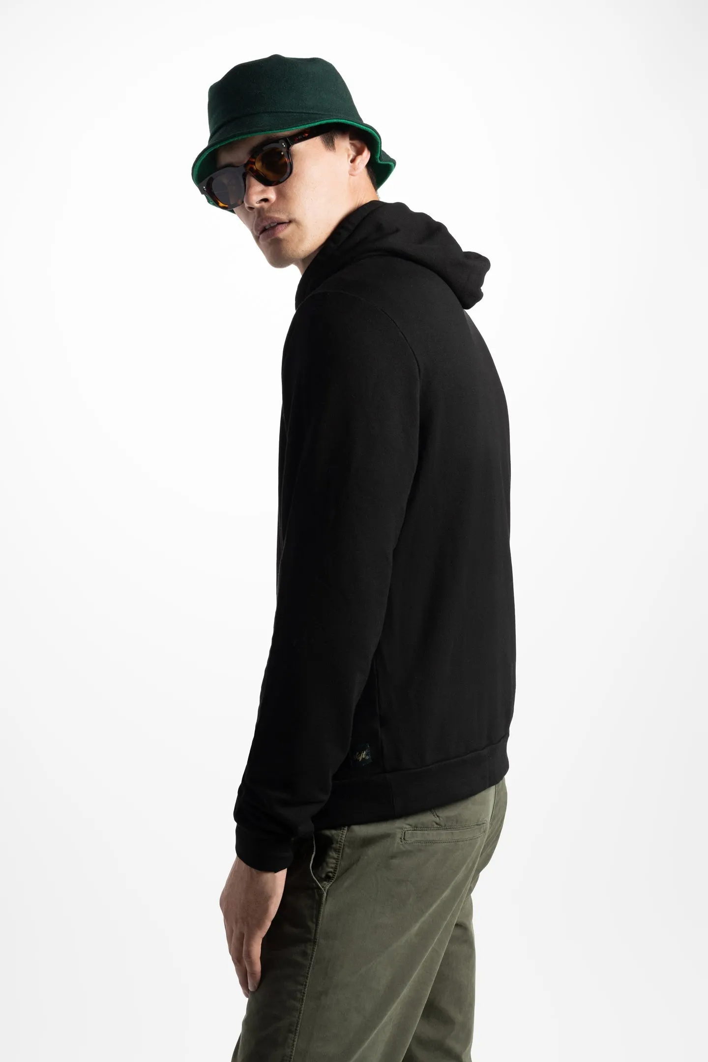 Soft Cloth Hollywood Hoodie in Japanese Stretch Terry - Black