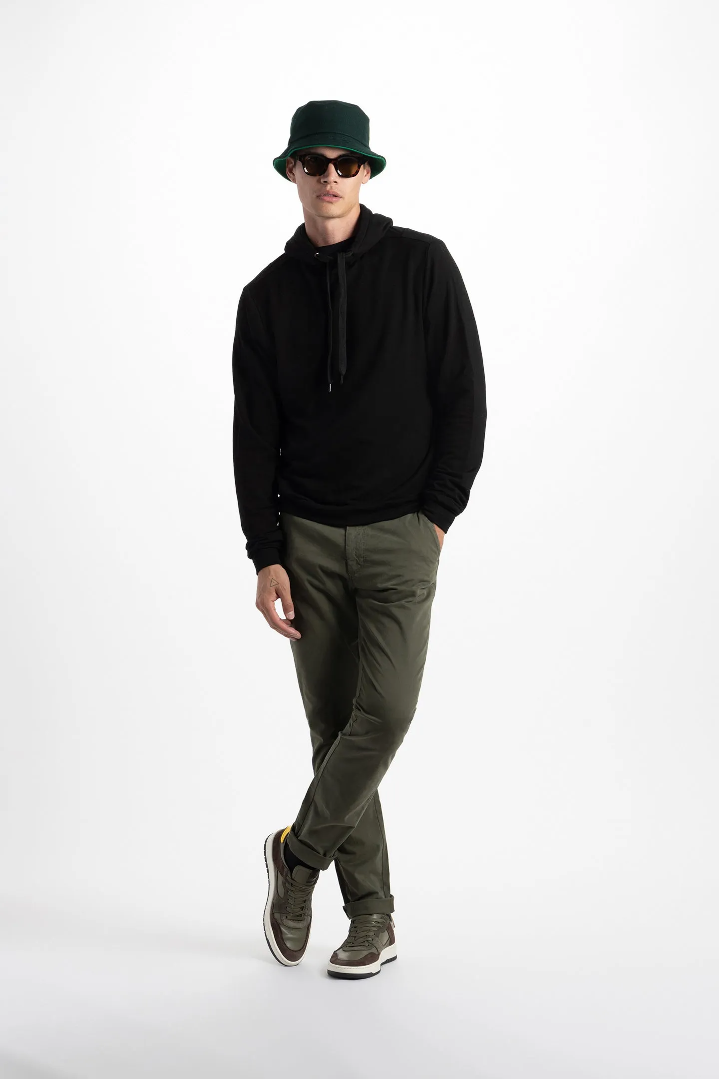Soft Cloth Hollywood Hoodie in Japanese Stretch Terry - Black
