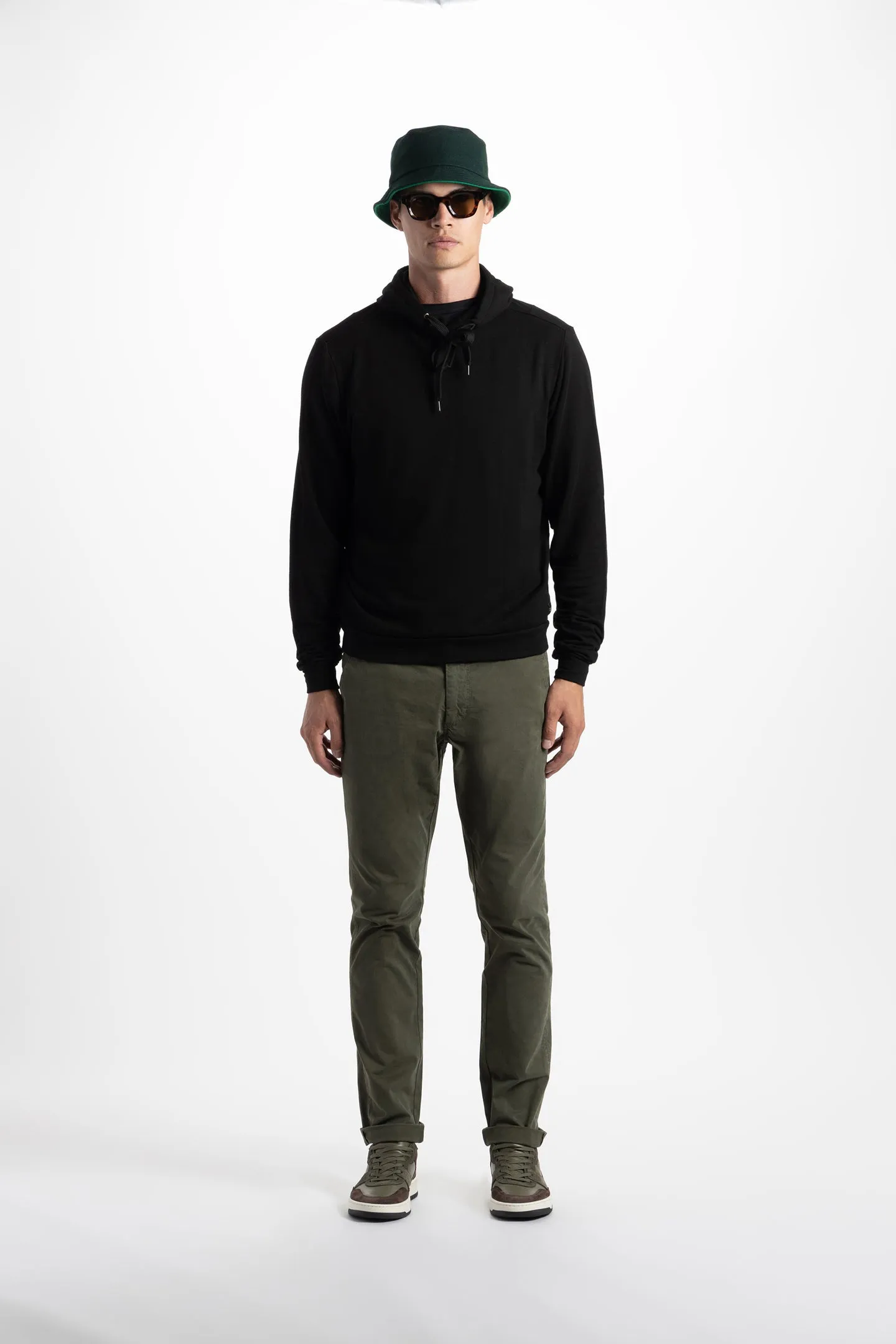 Soft Cloth Hollywood Hoodie in Japanese Stretch Terry - Black