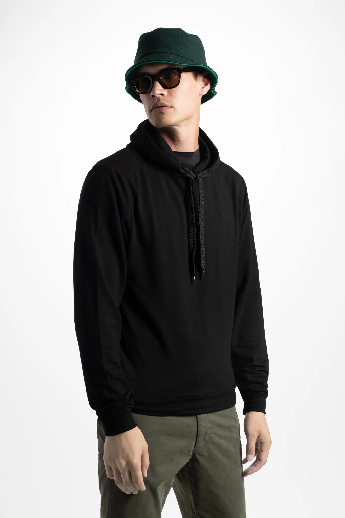 Soft Cloth Hollywood Hoodie in Japanese Stretch Terry - Black