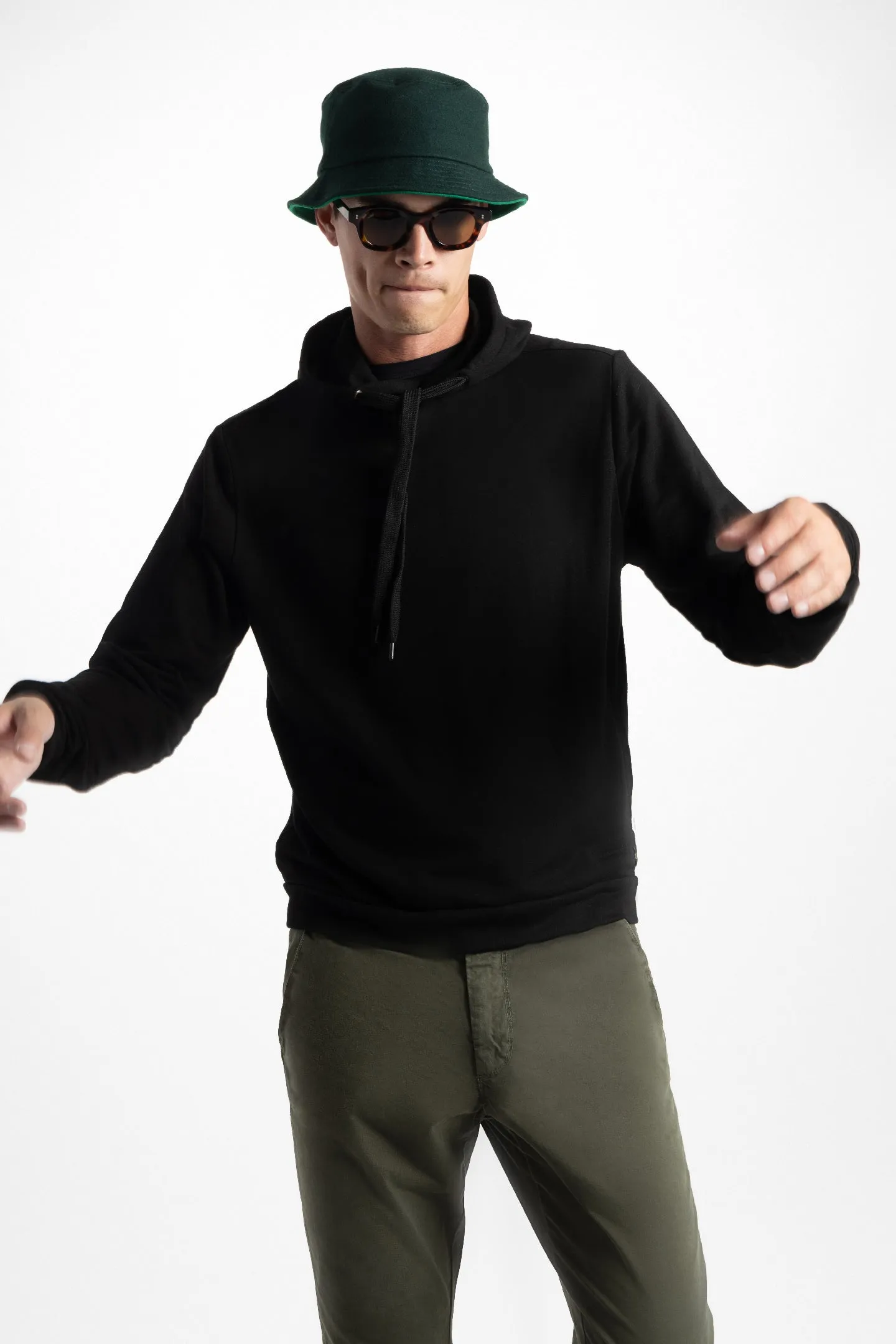 Soft Cloth Hollywood Hoodie in Japanese Stretch Terry - Black