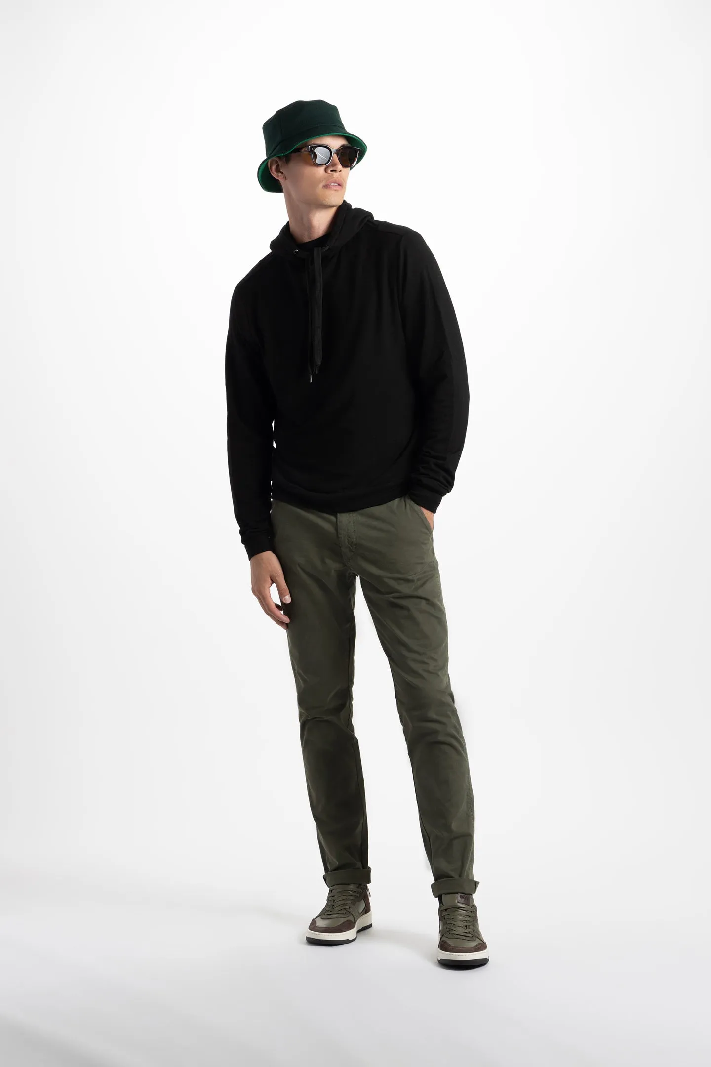 Soft Cloth Hollywood Hoodie in Japanese Stretch Terry - Black