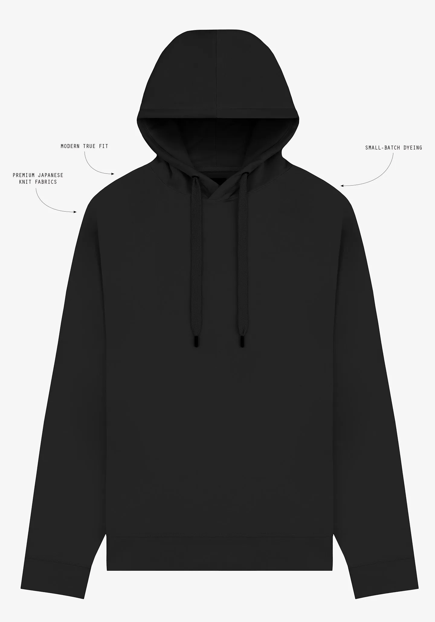 Soft Cloth Hollywood Hoodie in Japanese Stretch Terry - Black