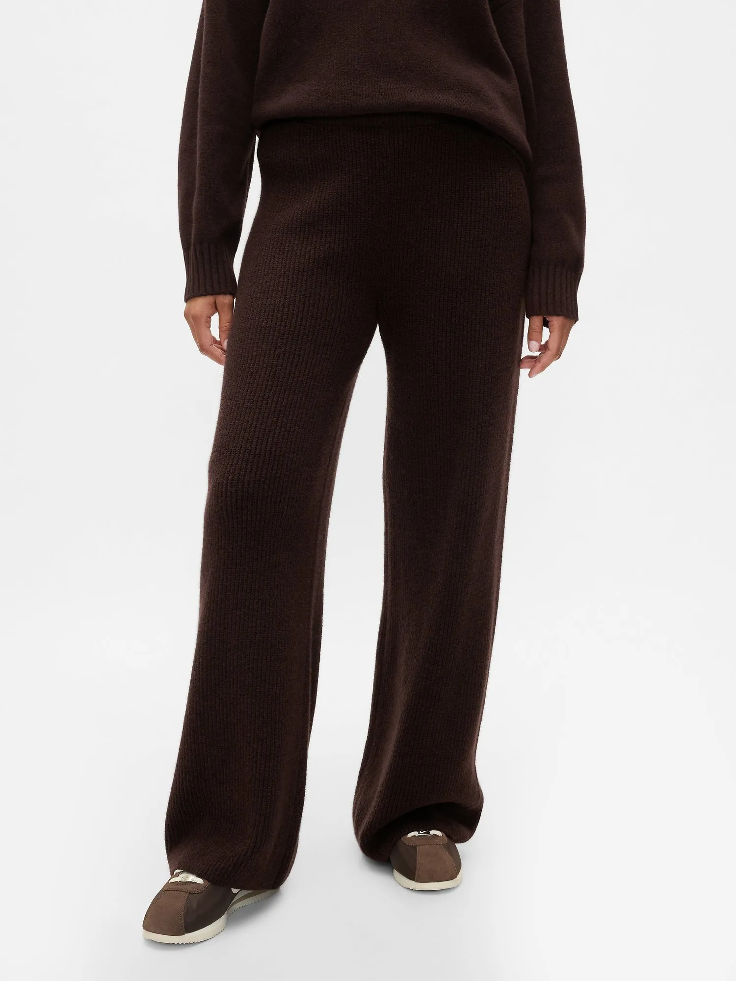 Warm Shaker Stitch Sweater Knit Pants