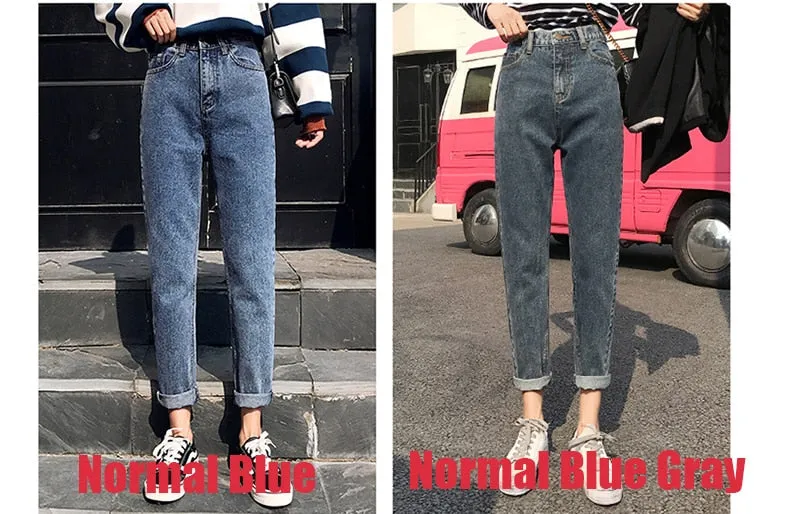 Winter Women 2019 Loose Women High Waist Velvet Jeans