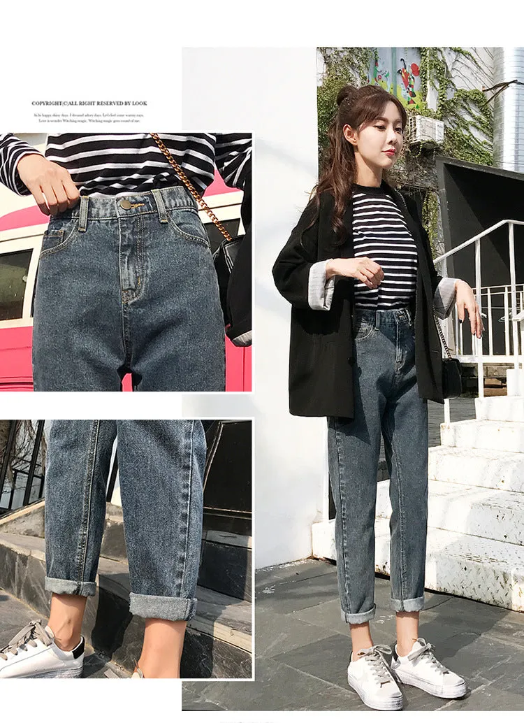 Winter Women 2019 Loose Women High Waist Velvet Jeans