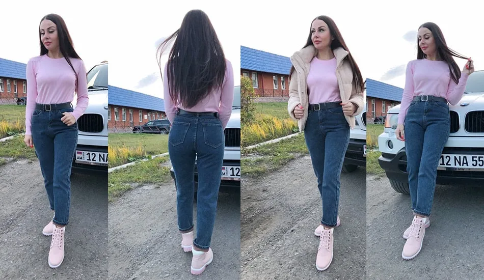 Winter Women 2019 Loose Women High Waist Velvet Jeans