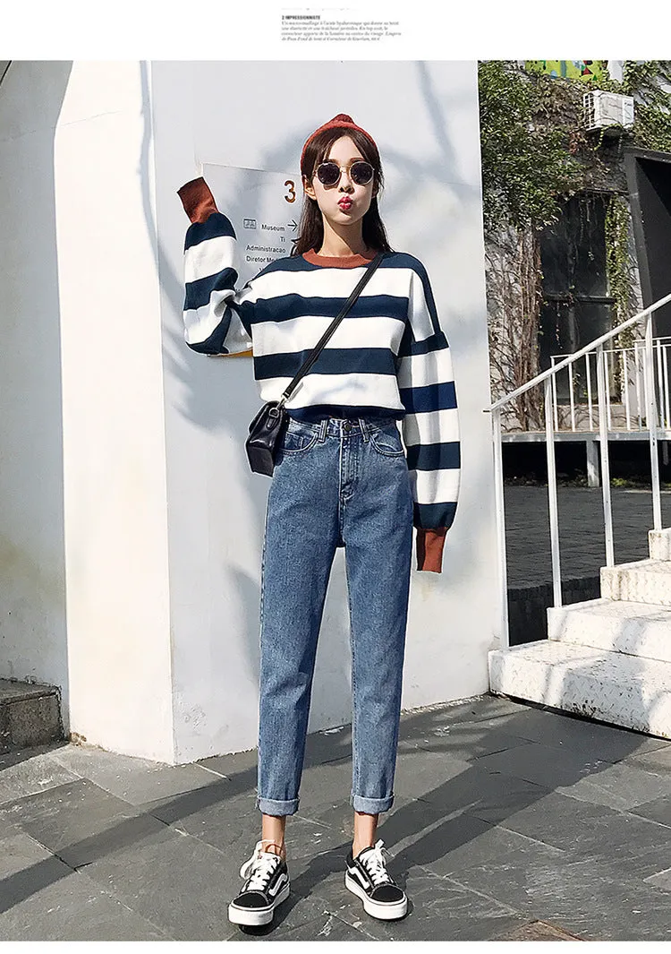 Winter Women 2019 Loose Women High Waist Velvet Jeans