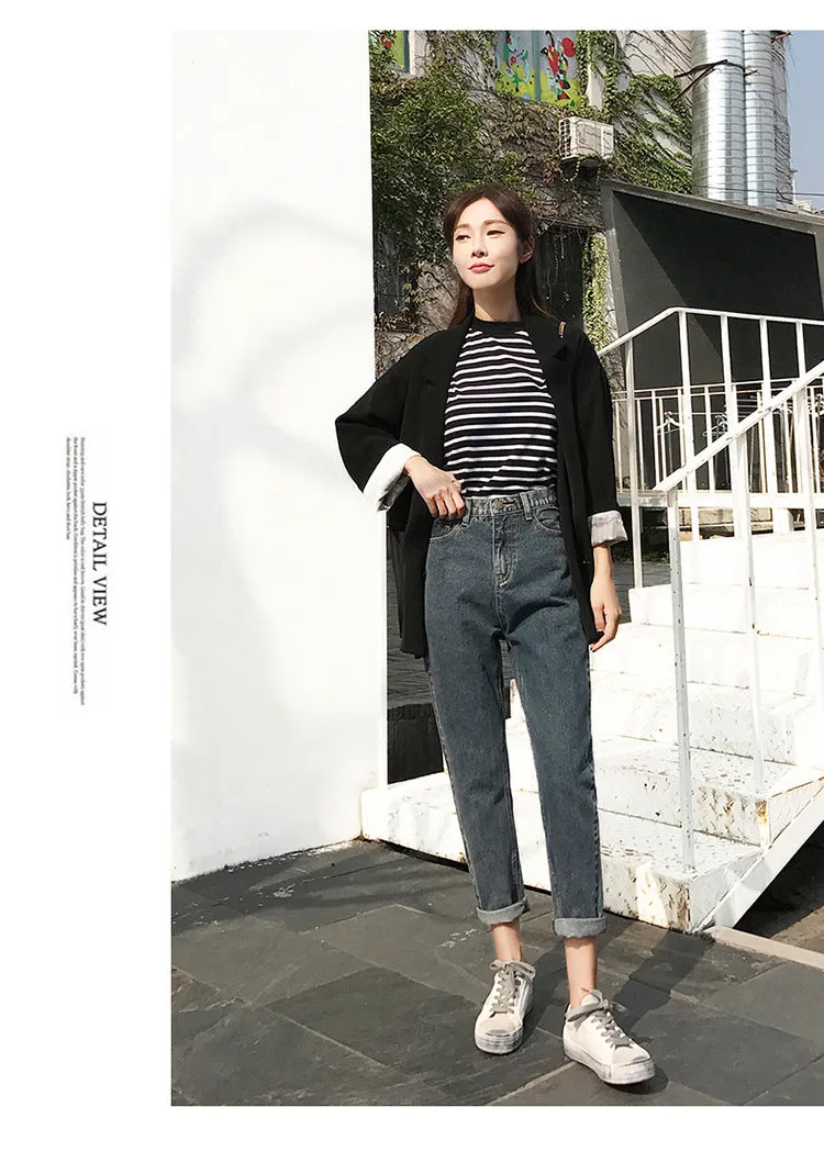 Winter Women 2019 Loose Women High Waist Velvet Jeans
