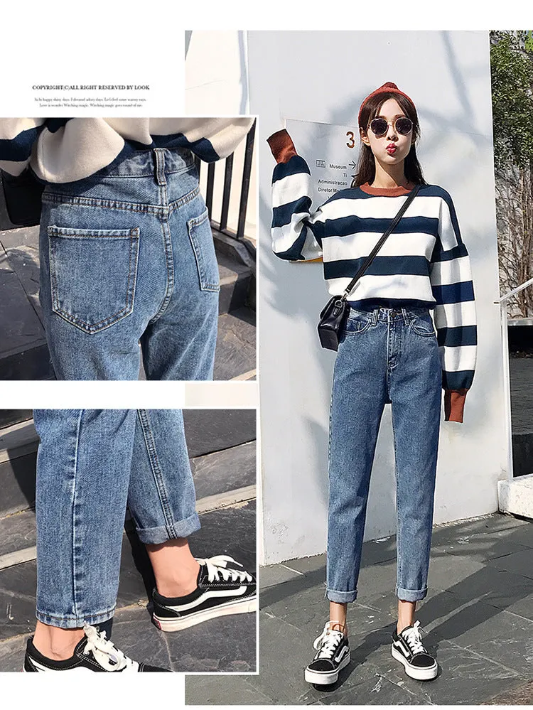Winter Women 2019 Loose Women High Waist Velvet Jeans