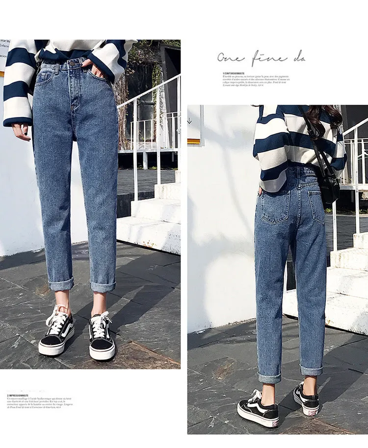 Winter Women 2019 Loose Women High Waist Velvet Jeans