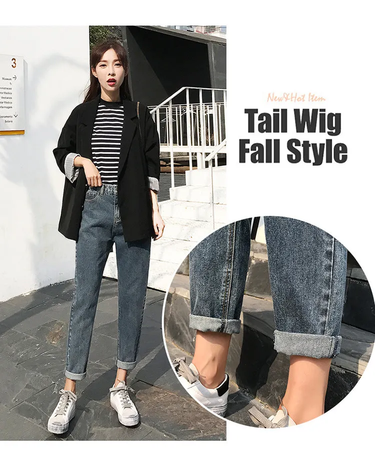 Winter Women 2019 Loose Women High Waist Velvet Jeans