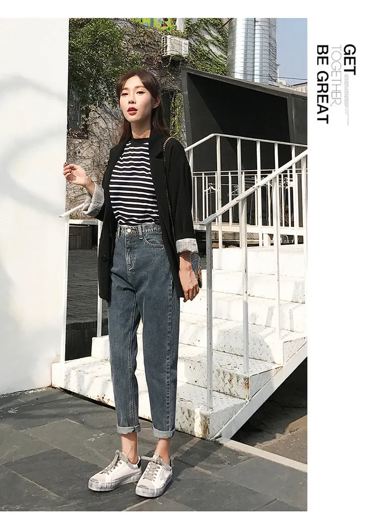 Winter Women 2019 Loose Women High Waist Velvet Jeans