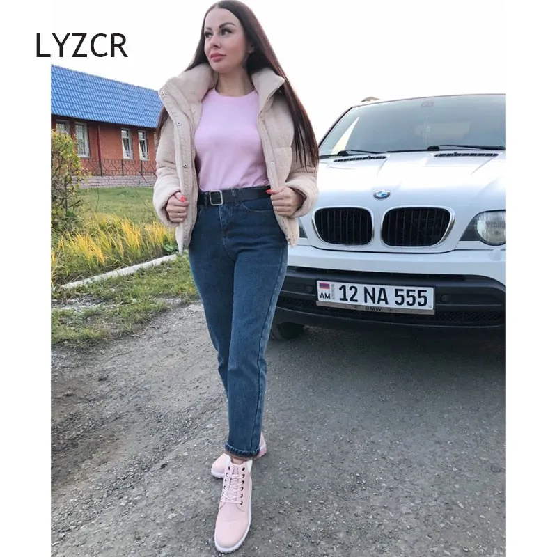 Winter Women 2019 Loose Women High Waist Velvet Jeans