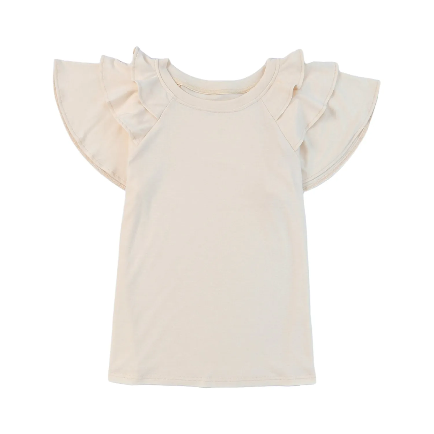 Women's Ruffle Sleeve Tops - Casual Summer Crew-Neck Tees