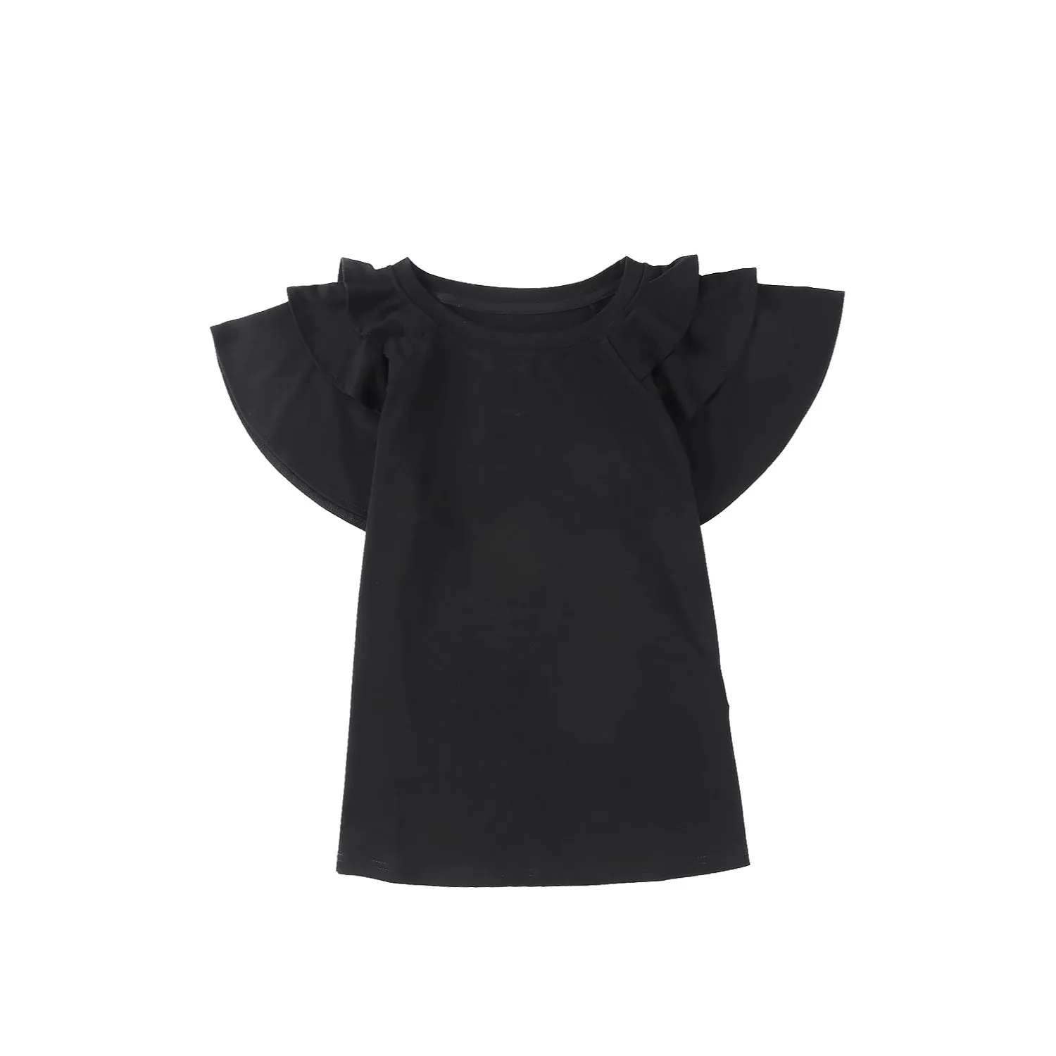 Women's Ruffle Sleeve Tops - Casual Summer Crew-Neck Tees
