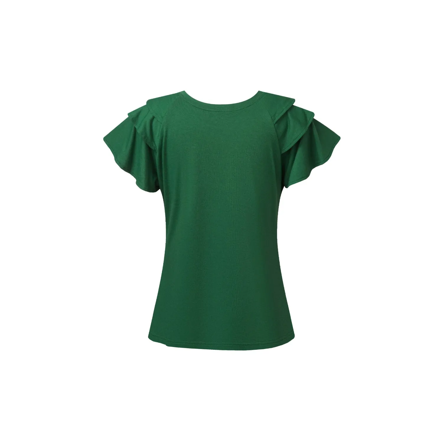 Women's Ruffle Sleeve Tops - Casual Summer Crew-Neck Tees